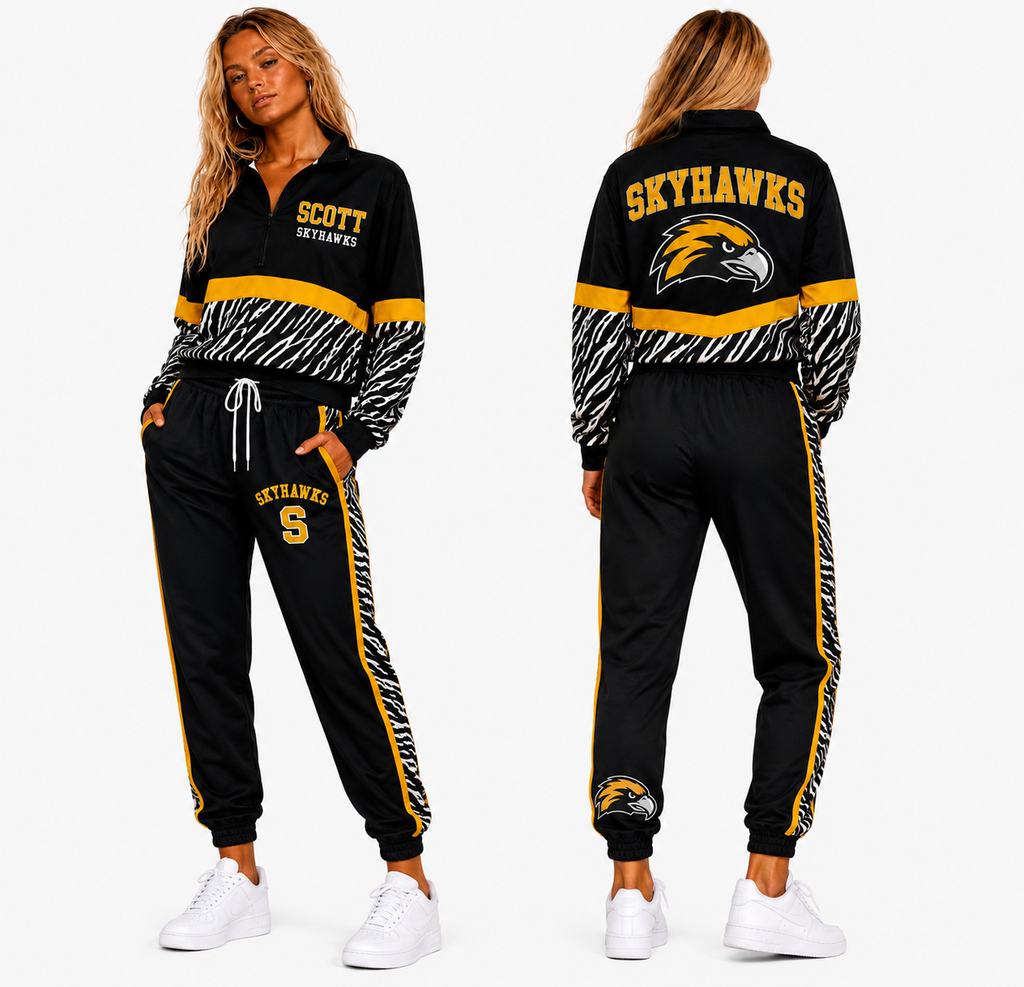 Scott Skyhawks Zebra Print Windbreaker Pants 🖤💛