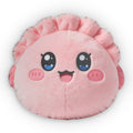 Cute Kawaii Pink Plush Pillow — Smiling Round Custom Shaped Pillow