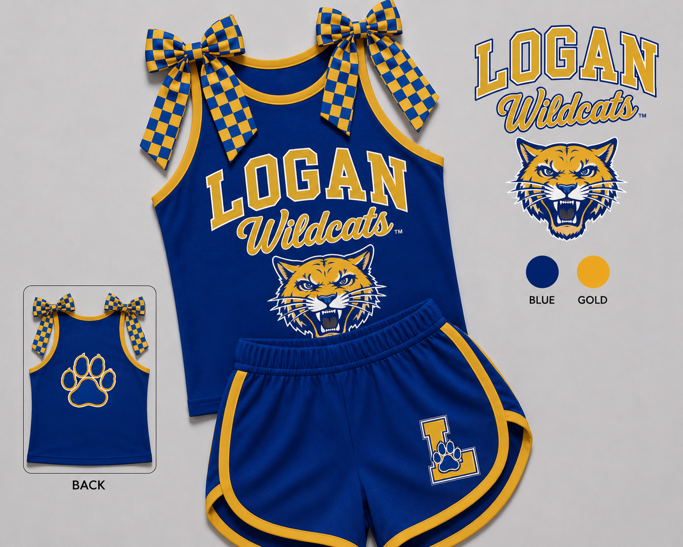 Logan Wildcats Girls Spirit Short Set 💙💛🐾