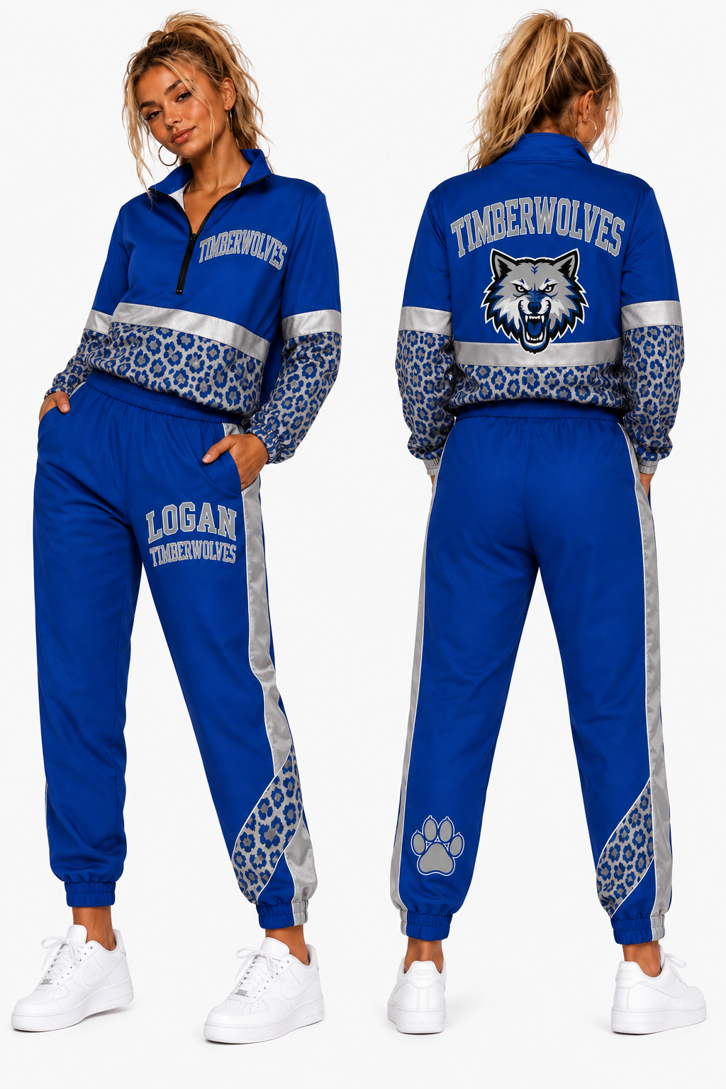 PRE-ORDER | Logan Timberwolves Windbreaker Pants | Custom Blue & Silver Game Day Joggers⚡️ In all windbreaker items. I suggest sizing up one size.⚡️