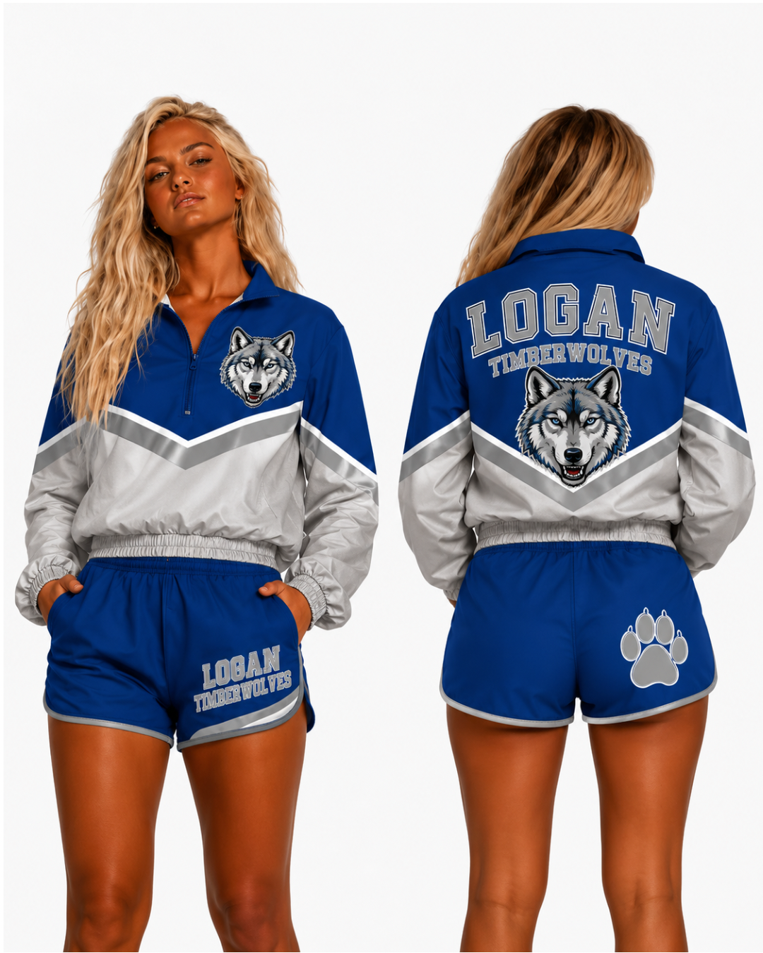 PRE-ORDER: Logan Timberwolves Windbreaker Jacket & Shorts Set | Custom Game Day Outfit ⚡️ all windbreaker items. I suggest sizing up one size⚡️￼